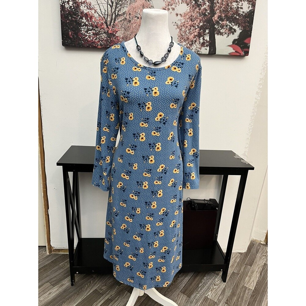 Jamie & Layla Women’s Shift Midi Dress Floral  Size XL Long Sleeve Pullover